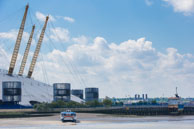 Beached Boats / A beached riverbus boat and end of another boat by the O2 Arena